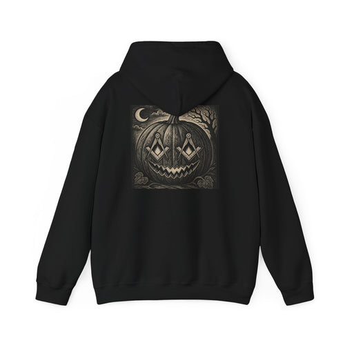Light Font- Masonic Vintage Jack-o'-Lantern Hoodie | Spooky Pumpkin Moon Halloween